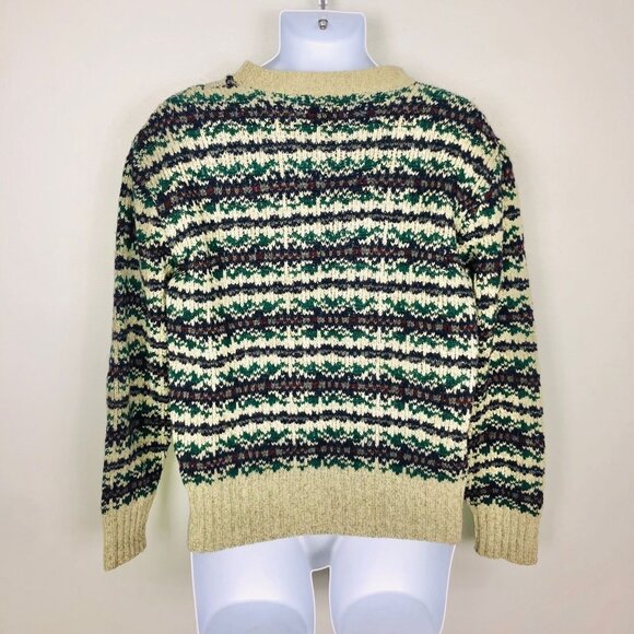 Vintage Fieldmaster Mens L Sweater Tan Gray Green Long Sleeve Crew Neck Wool - Picture 5 of 8